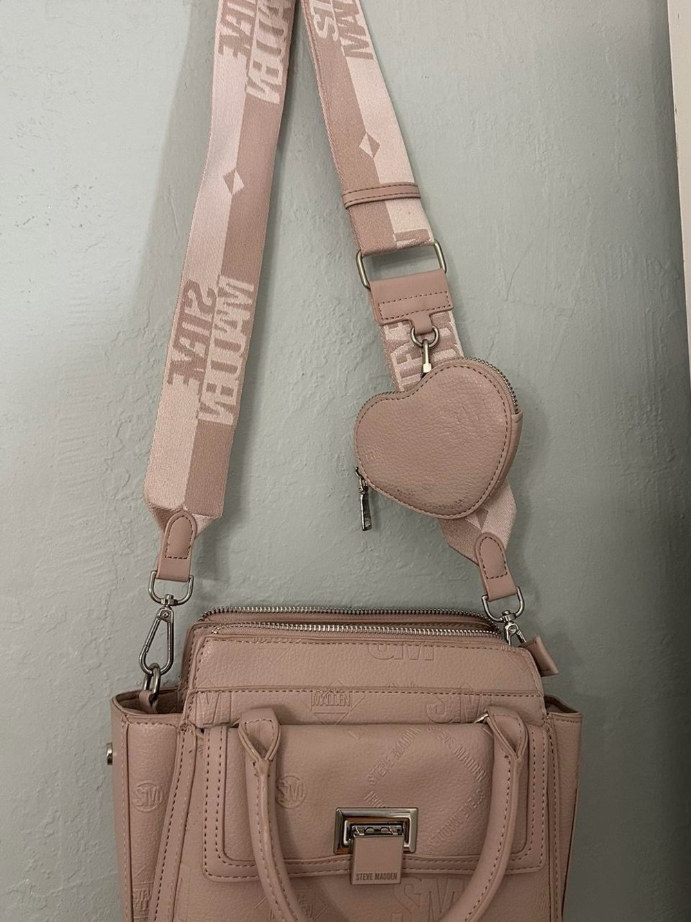 Steve Madden Pink Crossbody with Heart Coin Pouch
